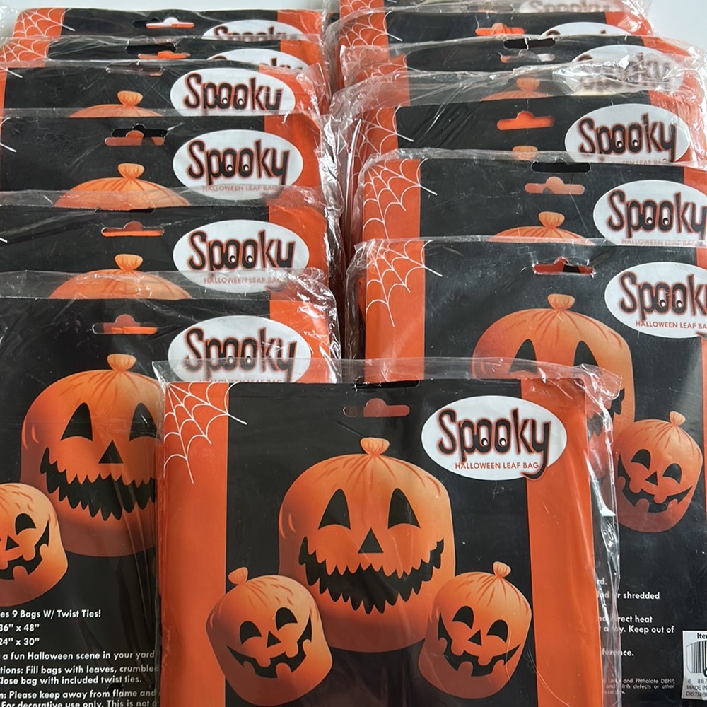 🍂🎃🍁 9 pk - Heavy Duty Halloween Pumpkin Face Bags
